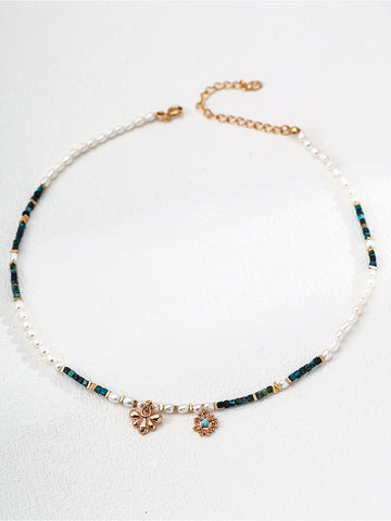 Natural Pearl Malachite Turquoise Necklace