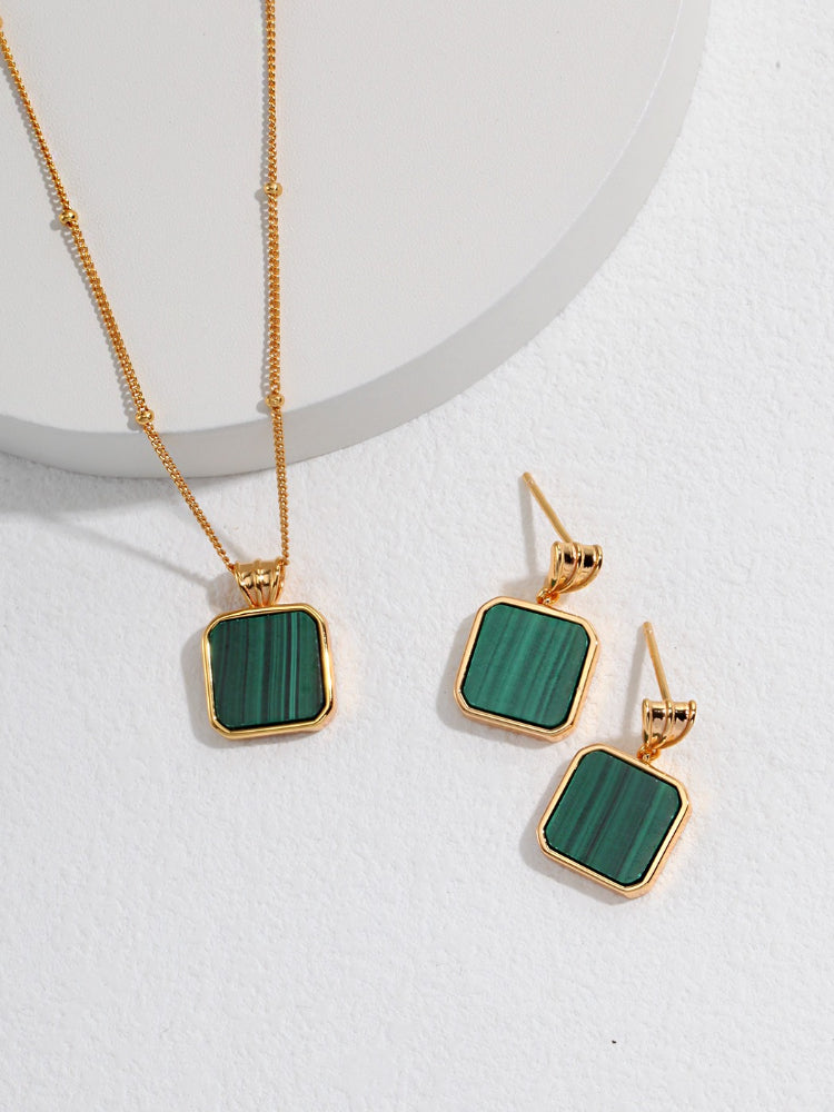 Square Malachite Earrings
