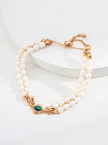 Natural Pearl Malachite Bracelet