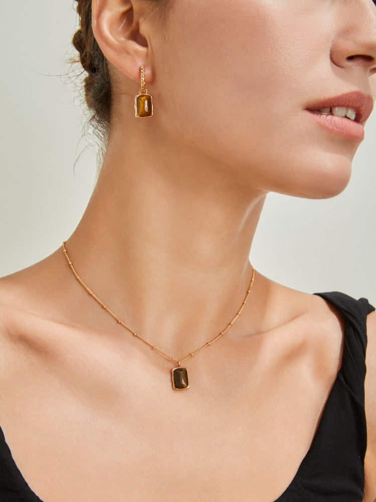 Vintage Gold Tiger's Eye Earrings