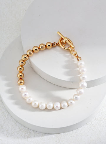 Metal Beaded Pearl Bracelet