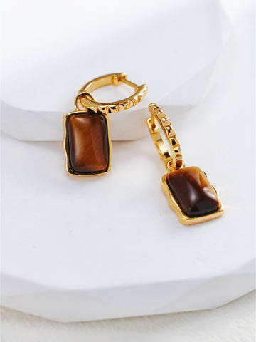 Vintage Gold Tiger's Eye Earrings