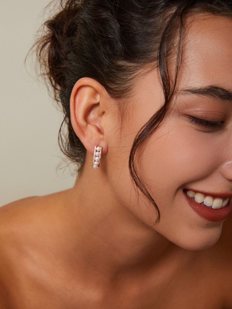 Pearl Zircon Earrings