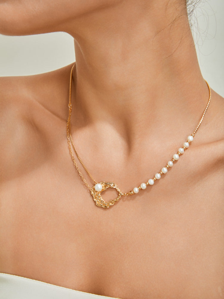 Liquid Metal Pearl Necklace