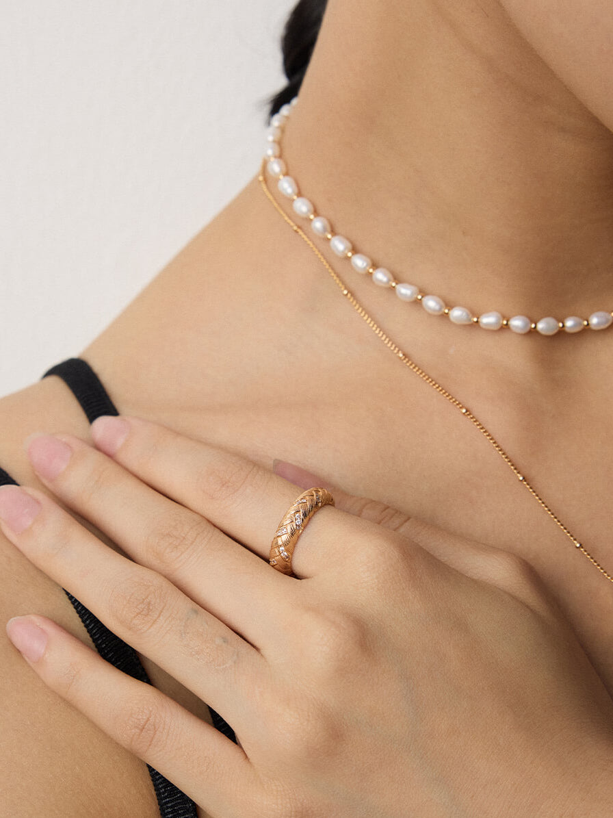 Woven Zircon Ring
