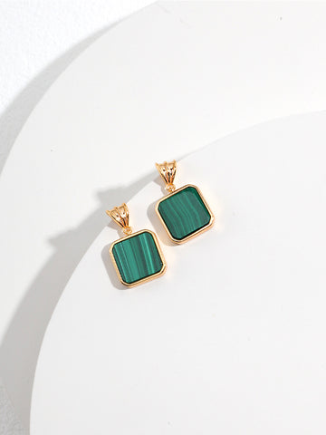 Square Malachite Earrings