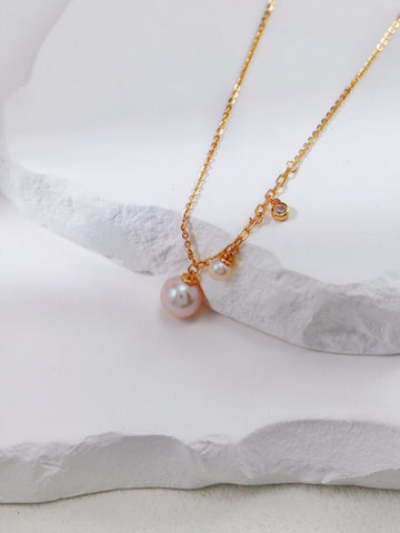 Gold Pearl Pendant Necklace