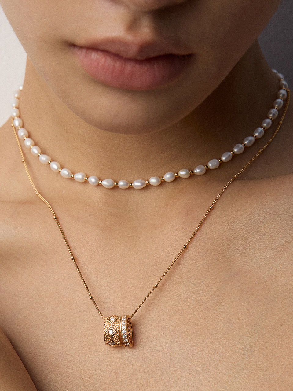 Vintage Gold Bead Pearl Necklace