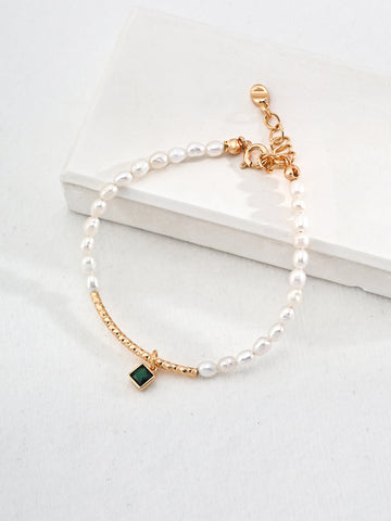 Green Zircon Pearl Bracelet.