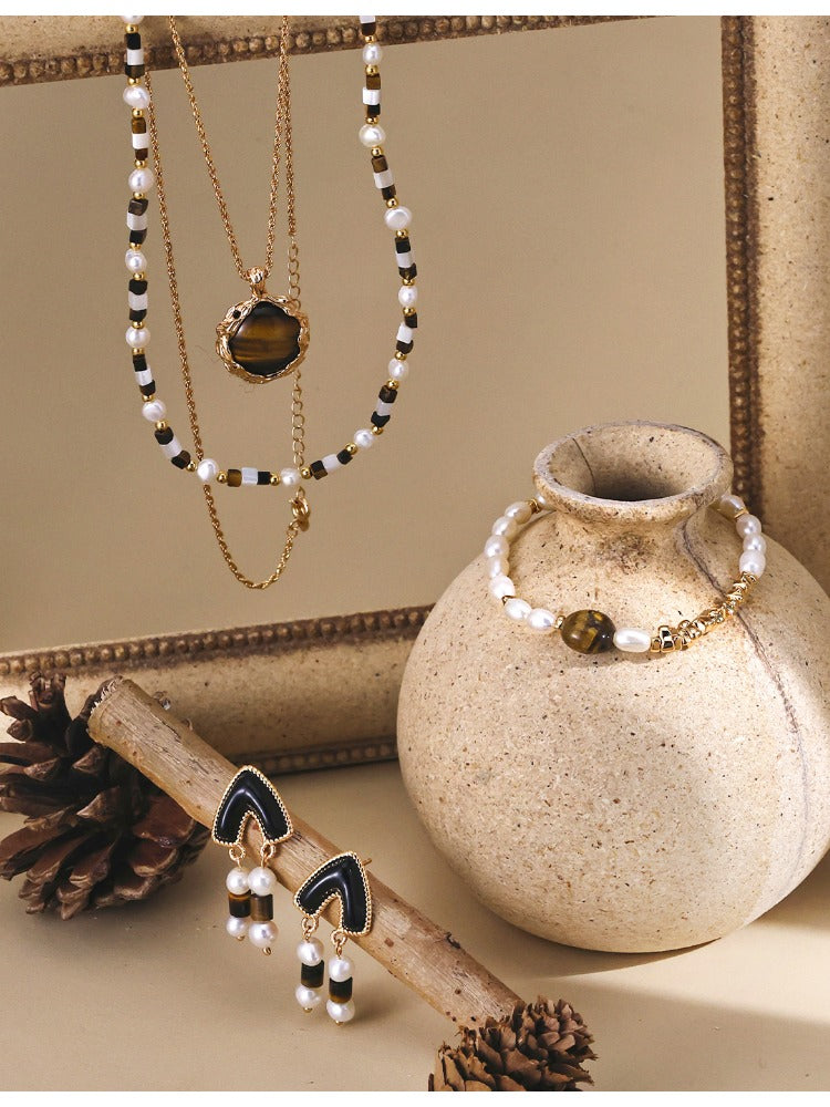 Tiger's Eye Pearl Bracelet