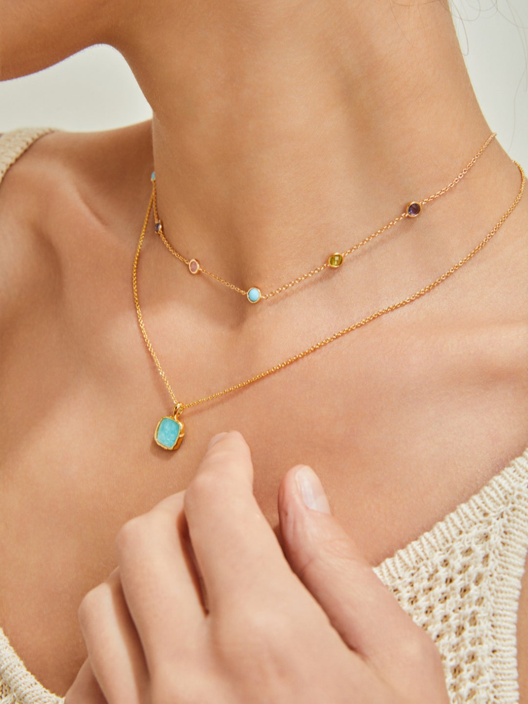 Round Colored Zircon Necklace