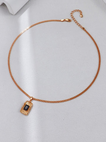 Tree Pattern Black Zircon Necklace