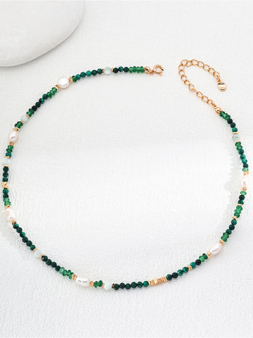 Malachite Pearl Necklace