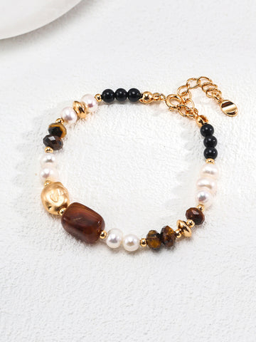 Tiger’s Eye Black Onyx Pearl Bracelet