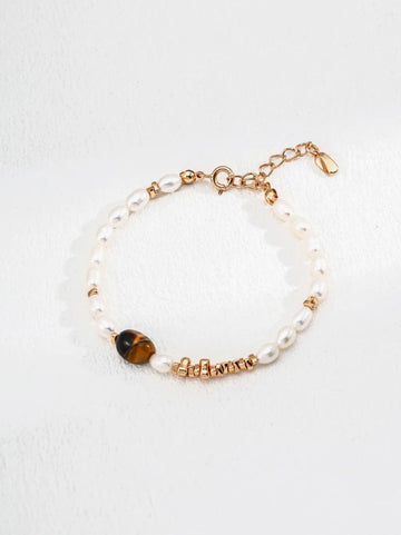 Tiger's Eye Pearl Bracelet