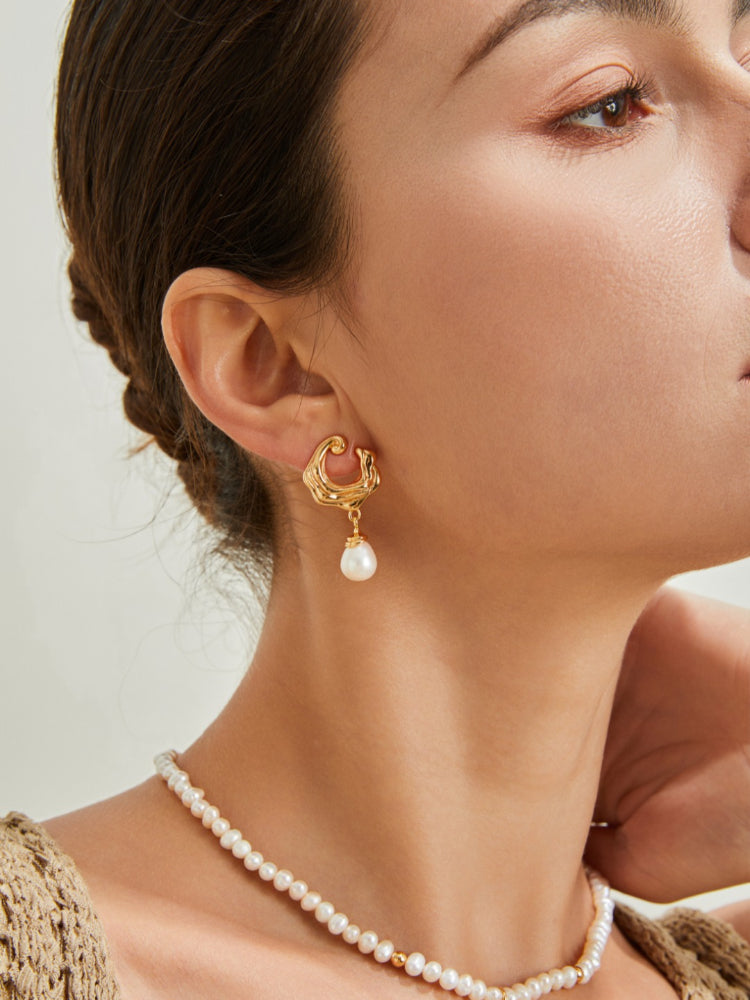 Wave Pearl Earrings