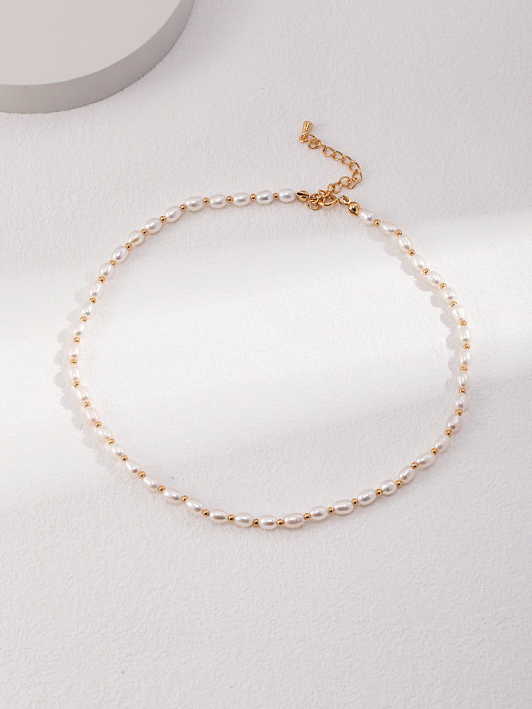 Vintage Gold Bead Pearl Necklace