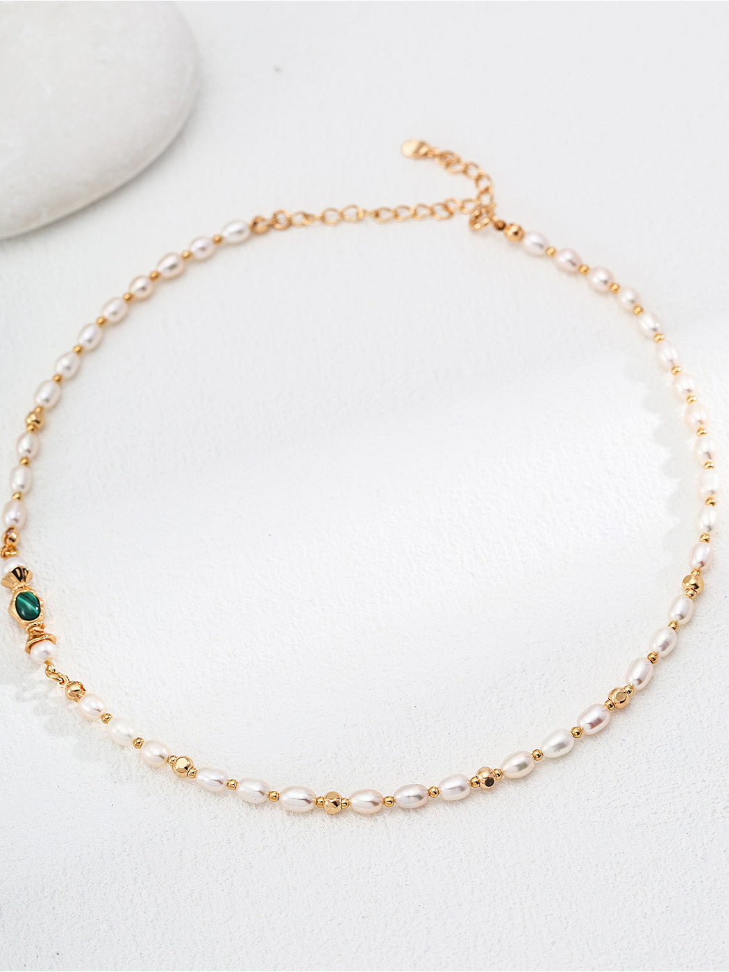 Natural Pearl Malachite Necklace