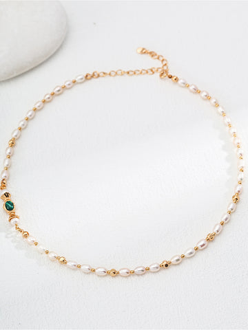Natural Pearl Malachite Necklace