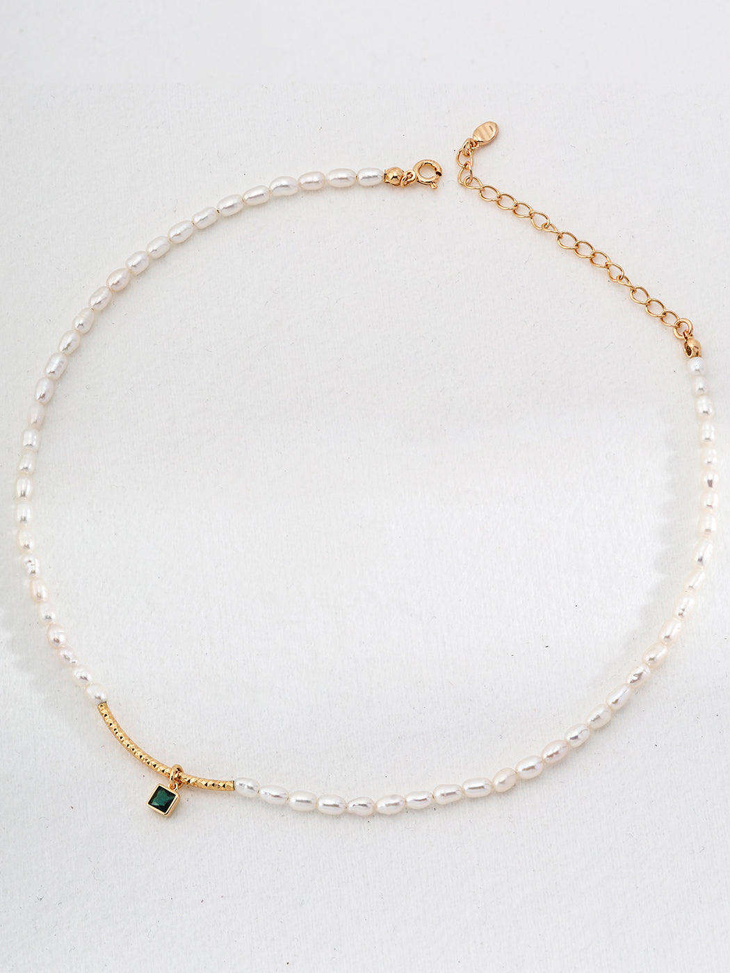 Vintage Green Zircon Pearl Necklace
